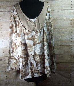 Basic editions Brown and tan top